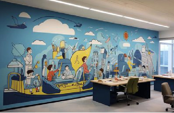  南靖县办公室墙绘的特点。